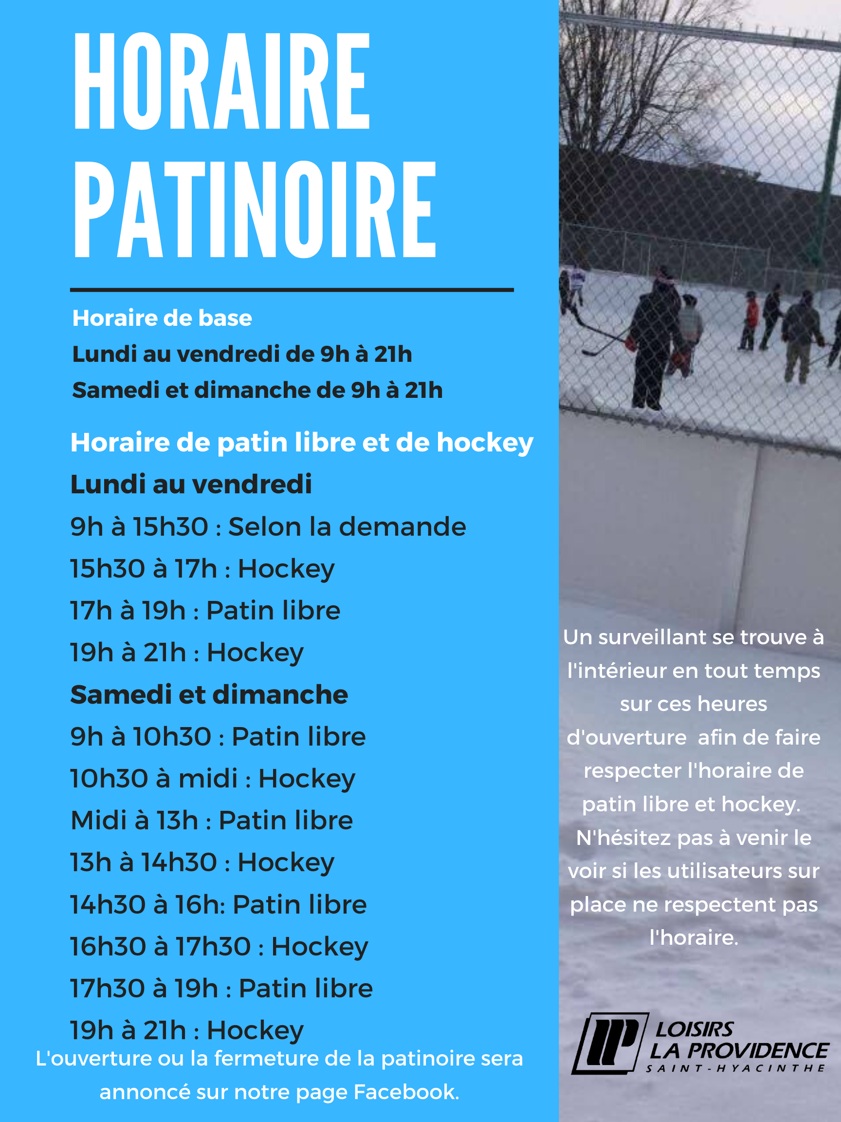 Horaire patine libre Horaire patine libre